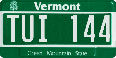 VT license plate TUI144