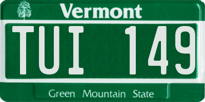 VT license plate TUI149