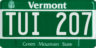 VT license plate TUI207