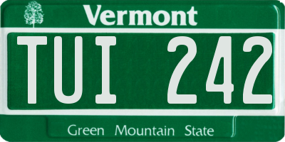 VT license plate TUI242