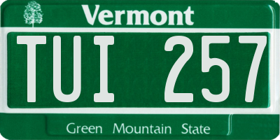 VT license plate TUI257