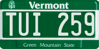 VT license plate TUI259