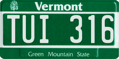 VT license plate TUI316