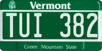 VT license plate TUI382