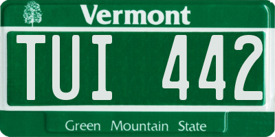 VT license plate TUI442