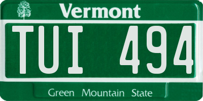 VT license plate TUI494