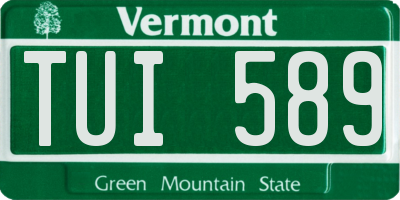 VT license plate TUI589