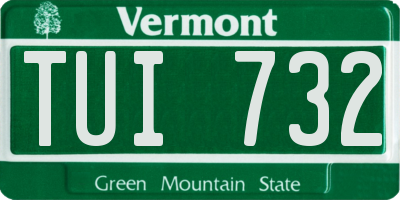 VT license plate TUI732