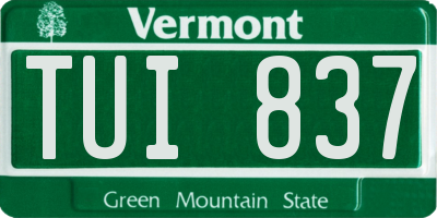 VT license plate TUI837