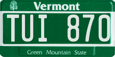 VT license plate TUI870