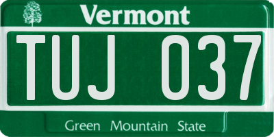 VT license plate TUJ037