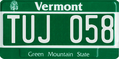VT license plate TUJ058