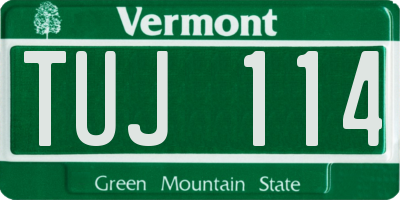 VT license plate TUJ114