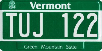 VT license plate TUJ122