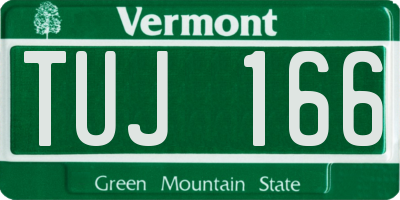 VT license plate TUJ166