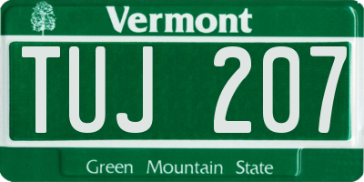 VT license plate TUJ207