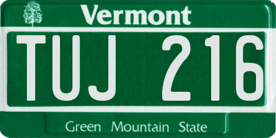 VT license plate TUJ216
