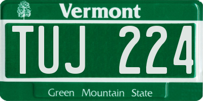 VT license plate TUJ224