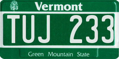 VT license plate TUJ233