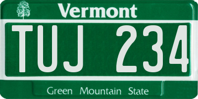 VT license plate TUJ234