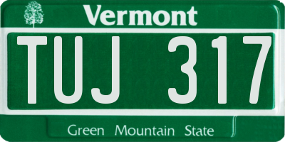VT license plate TUJ317