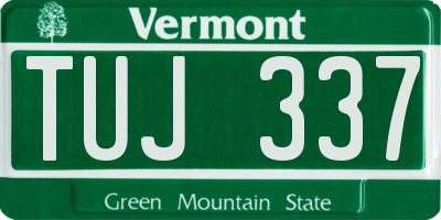 VT license plate TUJ337