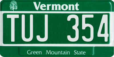 VT license plate TUJ354