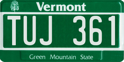 VT license plate TUJ361