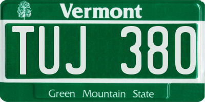 VT license plate TUJ380