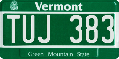 VT license plate TUJ383