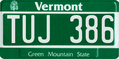 VT license plate TUJ386