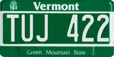 VT license plate TUJ422