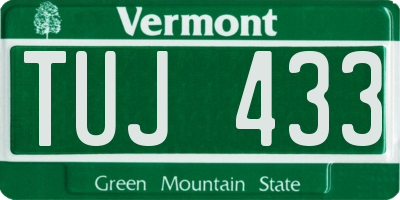 VT license plate TUJ433