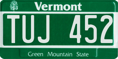 VT license plate TUJ452