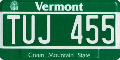 VT license plate TUJ455