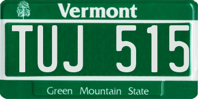 VT license plate TUJ515