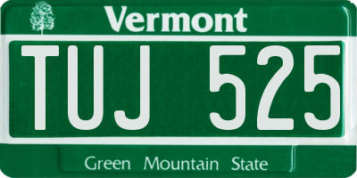 VT license plate TUJ525