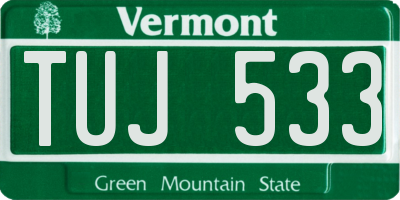 VT license plate TUJ533