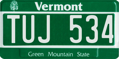VT license plate TUJ534