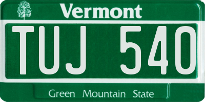 VT license plate TUJ540
