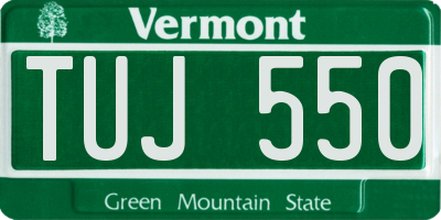 VT license plate TUJ550