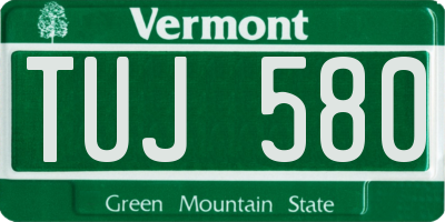 VT license plate TUJ580