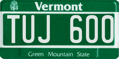 VT license plate TUJ600