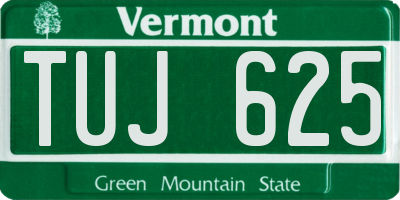 VT license plate TUJ625