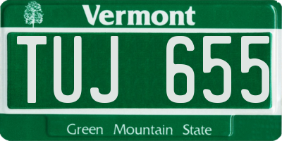 VT license plate TUJ655