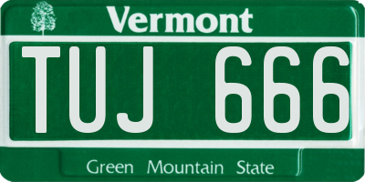 VT license plate TUJ666