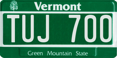 VT license plate TUJ700