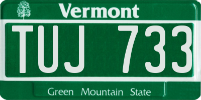 VT license plate TUJ733