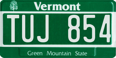 VT license plate TUJ854
