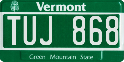 VT license plate TUJ868